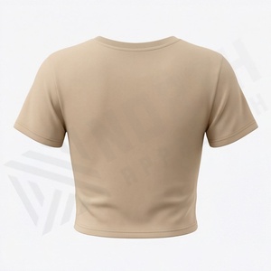 Premium Custom Logo Plus Size Women <b>Crop</b> <b>Top</b> T Shirt Puff Workout Plain Femme Print Activewear Casual Fashion Wear - Product Image 2