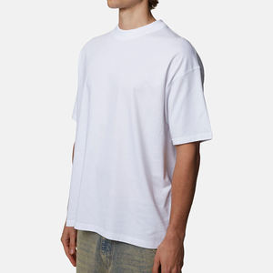 T-shirt blanc à manches courtes pour homme, col rond, 100 % coton jersey tricoté, couleur unie, coupe classique - Product Image 4