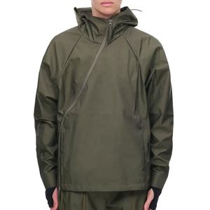 Veste coupe-vent à capuche asymétrique à fermeture éclair et col montant OEM pour hommes - Product Image 1