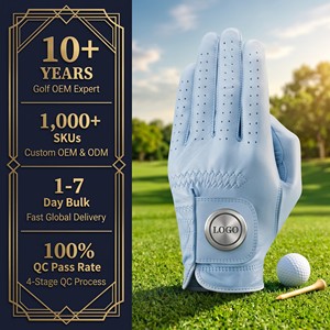 <b>Top</b> Quality Cabretta <b>Leather</b> Golf Gloves <b>White</b> Genuine Premium Breathable Non Slip Custom Logo OEM Packaging Left Hand Men Sport - Product Image 1