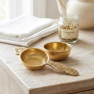 Cuillère infuseur à thé en laiton tressé faite à la main, passoire à thé en vrac de qualité supérieure, style vintage, pour infusion d'herbes, gadget de cuisine - Product Image 5