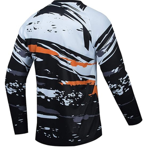 Maillot de course à manches longues imprimé, respirant, coupe-vent, séchage rapide, grande taille, polyester/coton, pour hommes - Vêtements de course cycliste et automobile - Product Image 3