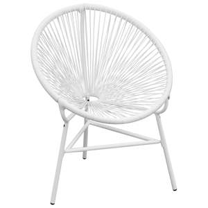 Chaise de jardin en rotin PE blanc de résistance moyenne avec structure en acier thermolaqué, mobilier d'extérieur durable - Product Image 1
