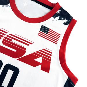 Proveedor Mayorista de Camisetas de Baloncesto Personalizadas con la Bandera de EE. UU., de Secado Rápido, Tela de Calidad, Estilo Retro - Product Image 2