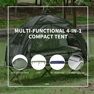 Lettino da Campeggio Pieghevole Tutto-in-Uno per Adulti, Tenda Rialzata con Sacco a Pelo e Materasso Gonfiabile Spesso, Letto Singolo Portatile - Product Image 4