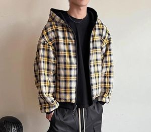 Sudadera con capucha Y2K grunge a cuadros con cremallera para hombre y mujer, reversible, oversize, estilo emo, gráfico de los años 2000, holgada, para otoño - Product Image 2