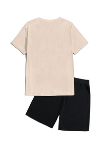 Men's Cotton T-Shirt And Shorts Set Crew Neck Solid Color Casual Summer Wear Breathable High Quality Knitted Fabric - Product Image 3