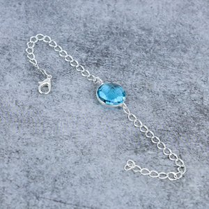Blue Topaz Gemstone 925 Sterling Silver Plated Bezel Connector Shape Chain <b>Bangles</b> <b>for</b> Anniversary Gift Party Everyday Wear - Product Image 4