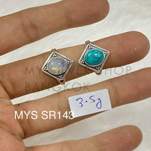 แหวนเงินแท้ 925 ประดับมูนสโตนทรงรี ตัวเรือนเงินแท้ งานแฮนด์เมด ราคาขายส่ง เครื่องประดับเงิน - Product Image 2