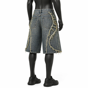 Pantalones Cortos de Mezclilla Desgastados Personalizados para Hombre, Estilo Vintage, Diseño Deshilachado, Fabricante Mayorista OEM ODM - Product Image 6