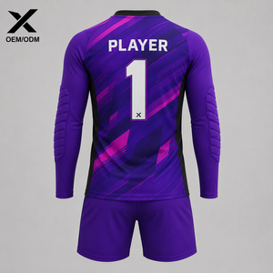 Uniforme de Portero de Fútbol Personalizado, Conjunto de Camiseta y Pantalones Cortos Sublimados, Transpirable, Acolchado, Manga Larga, para Entrenamiento, OEM - Product Image 2