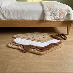 Premium Wool Hand Tufted Anti Slip Ice Cream Sandwich Dessert Shape Medium Pile Soft Decorative Accent Rug for Living Room - Product Image 2