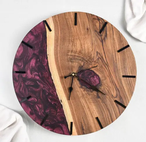 Round Wooden Resin <b>Wall</b> <b>Clock</b> <b>Modern</b> Still Life Pattern Needle Display Quartz Analog Silent Living Room Bedroom Office Decor - Product Image 3