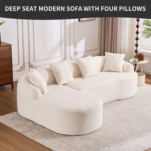 Divano Moderno a 3 Posti LingYu022 Bianco Comprimibile con Memory Foam, Facile da Trasportare, Seduta Profonda, Nessuna Installazione Richiesta per Soggiorno - Product Image 4