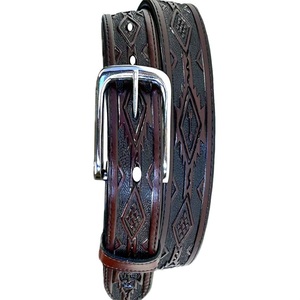Cinturón de Cuero Vacuno Occidental Tallado a Mano por el Fabricante, Longitud Personalizada, Hebilla de Metal de Aleación, Diseño Pintado, Mejor Precio - Product Image 2
