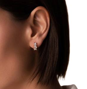 Pendientes de Aro Abiertos de Oro Sólido de 18K con Diamantes, Diseño de Lujo, Joyería Fina para Mujer, Elegante Regalo de Aniversario para Ella - Product Image 6