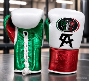 No Boxing No Life Boxing Gloves White Green Red cow hide Leather <b>Lace</b>-Up Full Finger Adult Training Gear best for gyms - Product Image 6