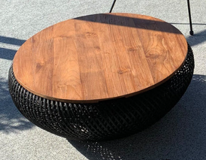 Tables basses en rotin et osier d'herbe de mer en teck d'acajou en bois massif de couleur naturelle en métal de haute qualité pour hôtel et villa - Product Image 4