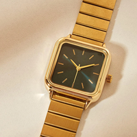 Montre carrée originale personnalisée, étanche, à quartz, dorée, tendance, pour femmes, marques de luxe, montre à aiguilles pour femmes