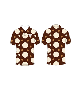 เสื้อเชิ้ตลำลองลายจุดสีน้ำตาลสำหรับผู้ชาย แขนสั้น ปกคอพับ พิมพ์ลายโลโก้ด้านหน้า สำหรับใส่ในฤดูร้อน - Product Image 3