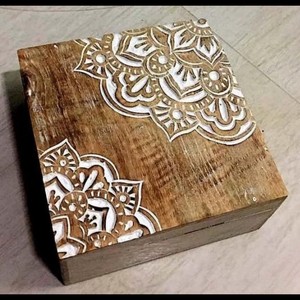 ชุดกล่องใส่ลูกประคำไม้มะม่วงทำมือ พร้อมลายทองเหลือง |   ขายส่ง - Product Image 2