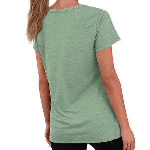 Ropa de verano informal para mujer, nuevo jersey de manga corta con cuello redondo de Color sólido, camiseta lavada, ropa para mujer - Product Image 1