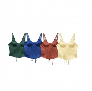 DROGEN EXPORT 2026 – Nouveau Corset Court Décontracté en Satin pour Femme, Respirant, Séchage Rapide, Sans Manches, Camisole Ajustable 100% Polyester - Product Image 1