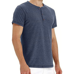 T-shirts Henley décontractés pour hommes en coton 100 % de créateur, confortables, doux, extensibles, coupe décontractée, à 3 boutons, pour l'été – Grande Vente - Product Image 2