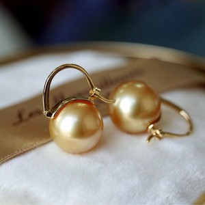 Pendientes Colgantes con Cuentas de Oro Natural de 11-12 mm, Estilo Lujoso, Chapado en Oro de 18K, Color Reina, Brillo de Cuero con Diseño Básico Impecable - Product Image 1