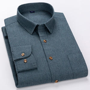 Chemise d'affaires en coton tissé de qualité supérieure pour hommes, manches longues, tenue de bureau formelle, chemise habillée classique confortable - Product Image 2