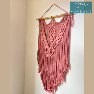 Rosa hecho a mano bohemio macramé rectángulo pared colgante decoración 100% algodón artesanía arte por JNC macramé - Product Image 3
