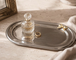 Bandeja de joyería de metal plateado hecha a mano de lujo, cuenco decorativo de aluminio, plato moderno para adornos, para tocador y decoración del hogar. - Product Image 1