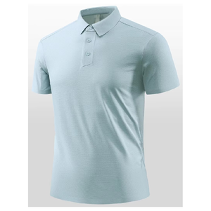 Polo à manches courtes en tricot uni pour homme, séchage rapide, vert, style décontracté, tissu polyester - Product Image 6