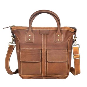 Sac de bureau pour homme en cuir véritable de haute qualité, mallette de voyage pour ordinateur portable, fermeture éclair OEM, sangle simple, logo personnalisé - Product Image 1