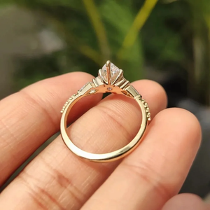 Wholesale 14k Yellow <b>Gold</b> Moissanite Solitaire <b>Ring</b> 6-Prong Setting VVS D-F Color Marquise Cut For Women Engagement <b>Ring</b> Factory - Product Image 4
