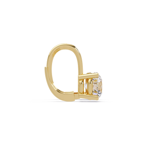 Minimalist 14K 18K Pure <b>Gold</b> Hoop charm IGI Certified Round Cut Lab Grown Diamond Solitaire Earrings Bridal Jewelry for Women's - Product Image 4