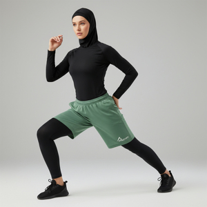 Elastic Waist Quick Dry Breathable Plus Size Hijabi Women 2 in 1 Modest Workout Shorts Compression Liner Gym Running Wear - Product Image 1