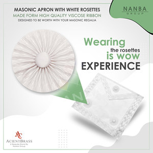 White <b>Ribbon</b> Rosette Features Pleated Fabric Radiating Central Fabric-Covered Button - Product Image 4