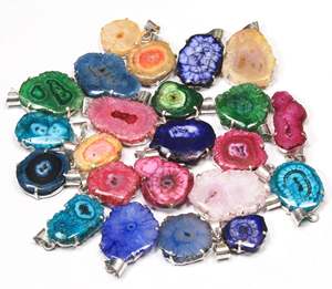 Colgantes de cuarzo solar drusa hechos a mano con bisel, joyería, lote al por mayor de colgantes de piedras preciosas de cuarzo solar drusa para mujer - Product Image 4