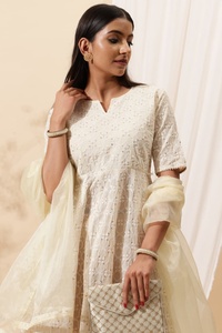 Elegante Vestido Anarkali Chikankari con Dupatta para Mujer - Vestido para Fiesta de Bodas - Product Image 5