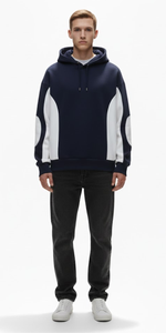 Sweat à capuche unisexe surdimensionné bleu marine et blanc, personnalisé avec logo, épais, respirant, imperméable, style streetwear, avec poche - Product Image 4