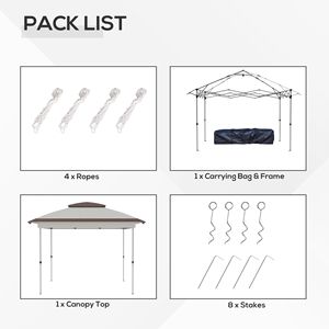 Tenda a Baldacchino Pop-up 3,6x3,6m Beige e Marrone con Rete e Borsa per il Trasporto, Riparo Solare Istantaneo con 12,7 m² di Ombra - Product Image 5