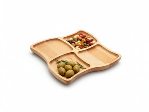 Wooden 4-Section Divided <b>Snack</b> <b>Tray</b> & Serving Platter Portable Eco-Friendly Catering Charcuterie Board - Product Image 5