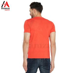 T-shirt surdimensionné orange décontracté Col personnalisé Poids lourd 100% coton sérigraphié Design uni T-shirts pour hommes - Product Image 5