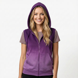 Colors Logo Women Sleeveless Hooded Zip Up Vest Cotton Blend Sportswear <b>Running</b> Regular Fit Wholesale Price <b>Hoodies</b> - Product Image 2