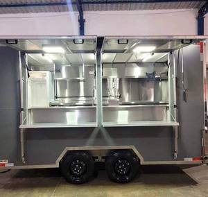 Remorque alimentaire mobile en acier inoxydable et aluminium, cuisine complète pour restauration rapide, BBQ, pizza, camion de glaces, snacks, chips, hot-dogs, résistante aux intempéries - Product Image 1