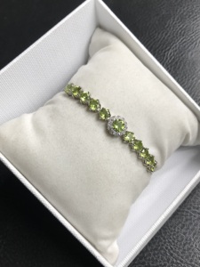 Trendy Design Classic Round Cut Peridot Gemstone Tennis <b>Bracelet</b> For Women <b>Sterling</b> <b>Silver</b> 5x6 Mm Stone Size Fine Jewelry Set - Product Image 2