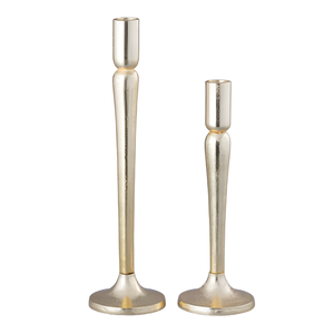 Portavelas simple y elegante para decoración del hogar, base para velas con acabado plateado, de aluminio fundido, hecho a mano, personalizado, S/2 - Product Image 1