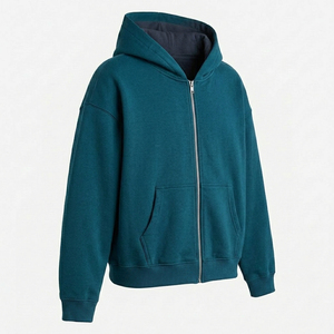 Textured Dense Pattern Heavy Weight <b>Zip</b> <b>Up</b> Hoodie <b>Men</b> Rugged Daily Wear Thick Double Layer Cotton <b>Tops</b> Units - Product Image 2