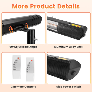 Calentador Infrarrojo de 1500W IP65 Resistente al Agua para Interiores/Exteriores, con Trípode Ajustable y Soporte de Pared, 3 Niveles de Calefacción - Product Image 3